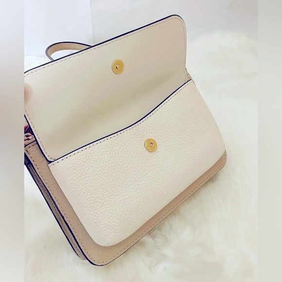 NWT Kate Spade Leila Colorblock sand white leather crossbody wallet Bag - Picture 10 of 11